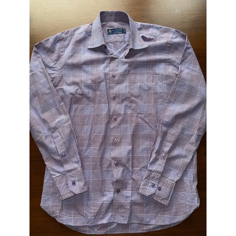 J.P. Tilford Men's Dress Shirt Thomas Mason Glen Purple Plaid - Size 16-35